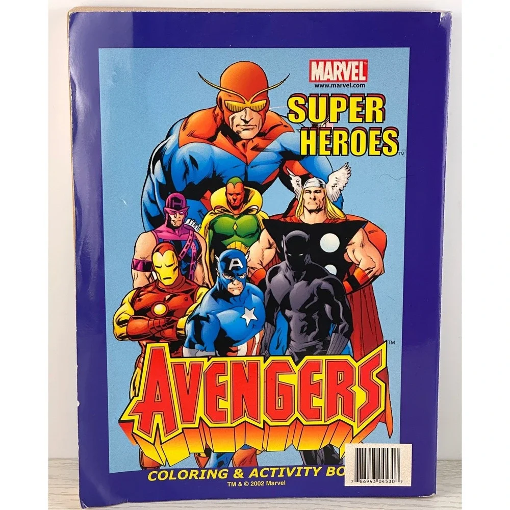 Marvel Avengers Coloring Activity Book 2002‎ Super Heroes Kids Fun Uncolored